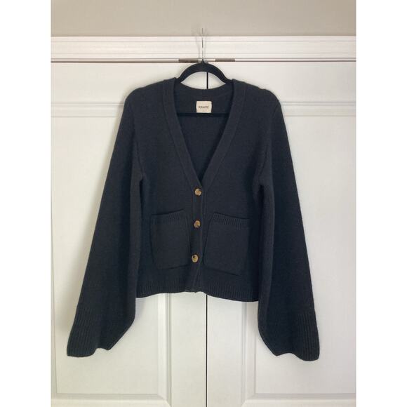 KHAITE Scarlet Cashmere Drop Sleeve Cardigan Womens Sz Small Black Dark Academia - Picture 1 of 8